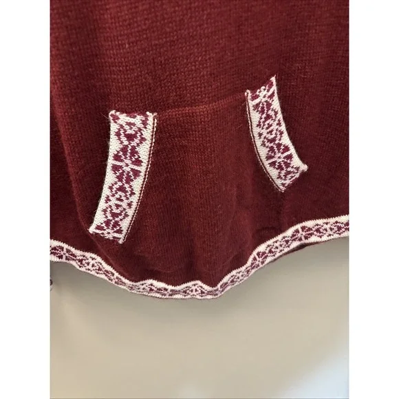 Artesania Hooded Pullover Fair Isle Sweater Lace Up Alpaca Women's Size L Peru - Picture 15 of 15